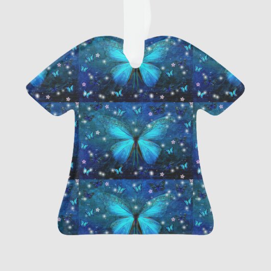 青エレガント蝶 オーナメント (正面)