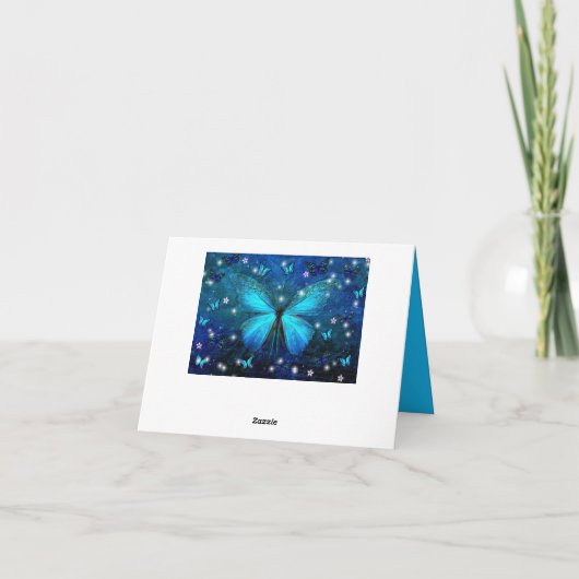 青エレガント蝶 カード (裏面)