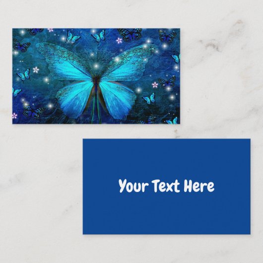 青エレガント蝶 名刺 (正面/裏面)