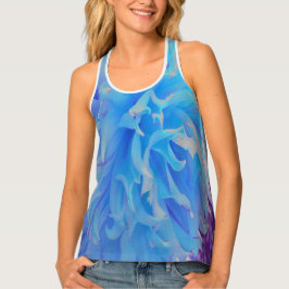 青エレガント装飾花 タンクトップ