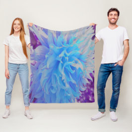 青エレガント装飾花 フリースブランケット