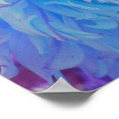 青エレガント装飾花 ポスター (角)