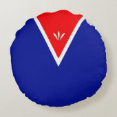 青エレガント赤と白 ラウンドクッション (裏面)