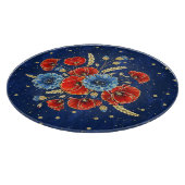 青エレガント赤と金ゴールドの思い出のケシ カッティングボード (角)