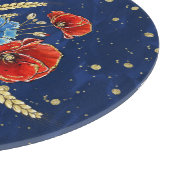 青エレガント赤と金ゴールドの思い出のケシ カッティングボード (角)