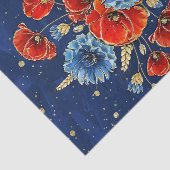 青エレガント赤と金ゴールドの思い出のケシ 薄葉紙 (詳細)