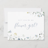 青エレガント野花の花 招待状 (正面)