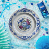 青エレガント野花フローラセラミック結婚ス ペーパープレート (パーティー)