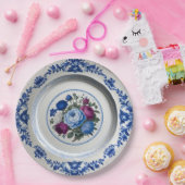 青エレガント野花フローラセラミック結婚ス ペーパープレート (パーティー)