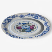 青エレガント野花フローラセラミック結婚ス ペーパープレート (アングル)