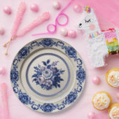 青エレガント野花フローラセラミック結婚ス ペーパープレート (パーティー)