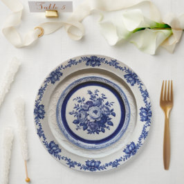 青エレガント野花フローラセラミック結婚ス ペーパープレート