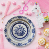青エレガント野花フローラセラミック結婚ス ペーパープレート (パーティー)