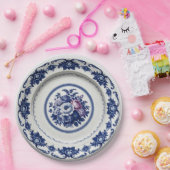 青エレガント野花フローラセラミック結婚ス ペーパープレート (パーティー)