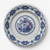 青エレガント野花フローラセラミック結婚ス ペーパープレート (正面)