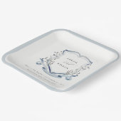 青エレガント野花水紋結婚の ペーパープレート (傾斜あり)