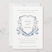 青エレガント野花水紋結婚の 招待状 (正面)