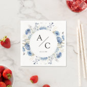 青エレガント野草水彩フローラ結婚ズ スタンダードカクテルナプキン (インサイチュ)