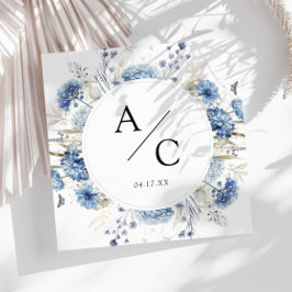 青エレガント野草水彩フローラ結婚ズ スタンダードカクテルナプキン