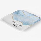 青エレガント金ゴールドアガテ縁ど誕生日 ペーパープレート (傾斜あり)