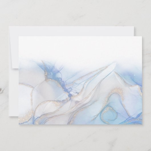 青エレガント金ゴールドインク文房具ノートカード ノートカード (裏面)