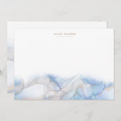 青エレガント金ゴールドインク文房具ノートカード ノートカード (正面/裏面)