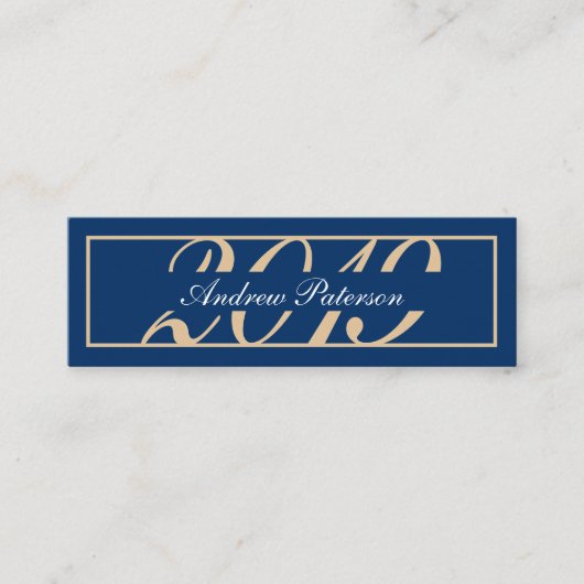 青エレガント金ゴールドクラシック卒業挿入カード コーリングカード (正面)