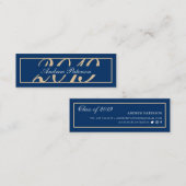 青エレガント金ゴールドクラシック卒業挿入カード コーリングカード (正面/裏面)