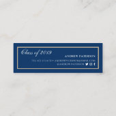 青エレガント金ゴールドクラシック卒業挿入カード コーリングカード (裏面)