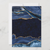 青エレガント金ゴールドグリッターアゲート21歳の誕生日 招待状 (裏面)