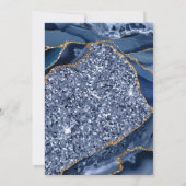 青エレガント金ゴールドグリッターアゲート21歳の誕生日 招待状 (裏面)