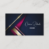 青エレガント金ゴールドピンク 名刺 (正面)