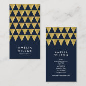 青エレガント金ゴールドフェイク三角形縦 名刺 (正面/裏面)