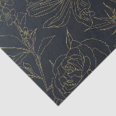 青エレガント金ゴールドフラワーズラインアート 薄葉紙 (詳細)