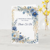 青エレガント金ゴールドフローラブライダルシャワー カード (黄色い花)