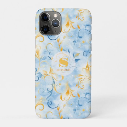 青エレガント金ゴールドペイズリーインスパイア葉 Case-Mate iPhoneケース (裏)