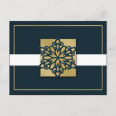 青エレガント金ゴールド企業のホリディグリーティング シーズンポストカード (正面)