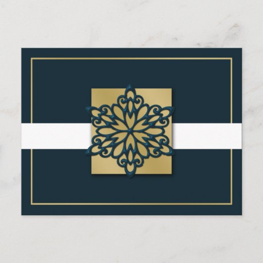 青エレガント金ゴールド企業のホリディグリーティング シーズンポストカード (正面)