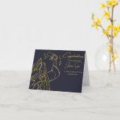 青エレガント金ゴールド卒業カード カード (黄色い花)