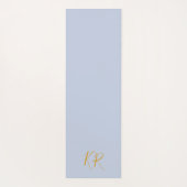 青エレガント金ゴールド大理石パターンナマステイニシャル ヨガマット (裏面)