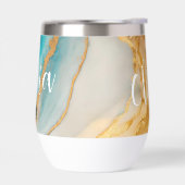 青エレガント金ゴールド大理石パーソナライズされた名 (左面)