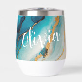 青エレガント金ゴールド大理石パーソナライズされた名 (正面)