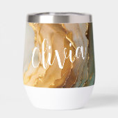 青エレガント金ゴールド大理石パーソナライズされた名 (背面)