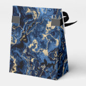 青エレガント金ゴールド大理石結婚式の引き出物箱 フェイバーボックス (裏面サイド)