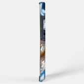 青エレガント金ゴールド抽象芸術波3Dパターン SAMSUNG GALAXYケース (右側面)