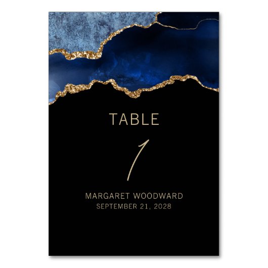 青エレガント金ゴールド瑪瑙パーティー テーブルナンバー (正面)