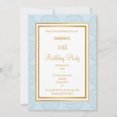 青エレガント金ゴールド縁ど抽象芸術誕生日 招待状 (正面)