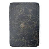 青エレガント金ゴールド花植物学 バスマット (正面縦)