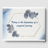 青エレガント金ゴールド葉ボタ結婚ニカル ゲストブック (裏面)