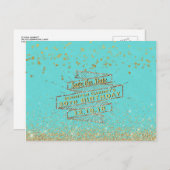 青エレガント金ゴールド30th誕生日を保存 案内ポストカード (正面/裏面)